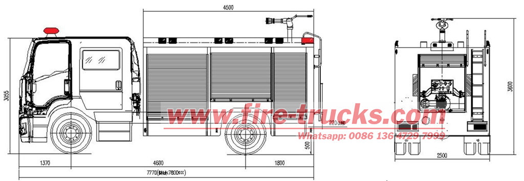 Isuzu GIGA fire truck foam tanker drawing
