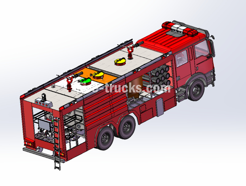 Ghana HOWO dry powder fire truck technical drawing