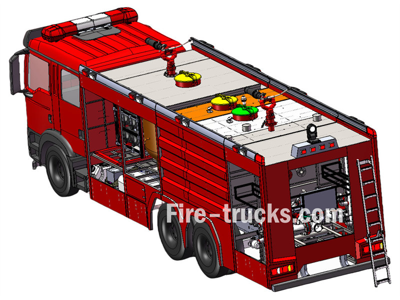 HOWO 12000L foam tanker fire truck 3D drawing HOWO 12000L foam tanker fire truck 3D drawing