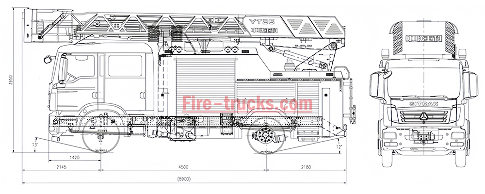 Structural Drawing of Aerial Rescue Fire Truck Structural Drawing of Aerial Rescue Fire Truck