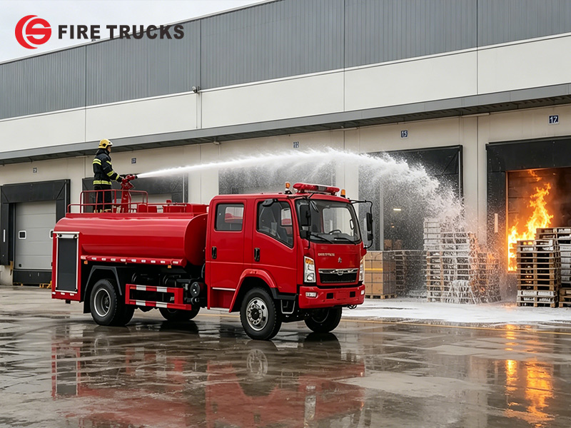 HOWO 4x2 water foam fire truck for airport fire protection Philippines