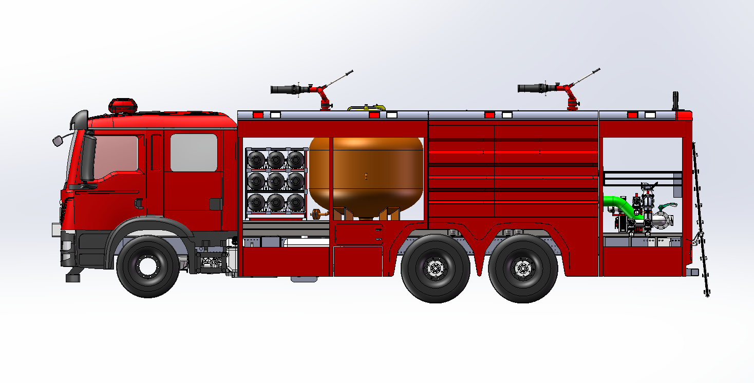  HOWO Brand nitrogen dry powder Fire truck CAD drawing