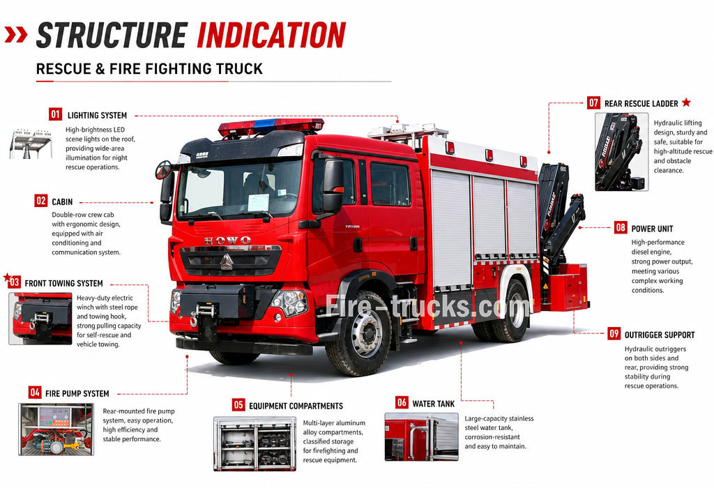 rescue fire truck complete structure diagram