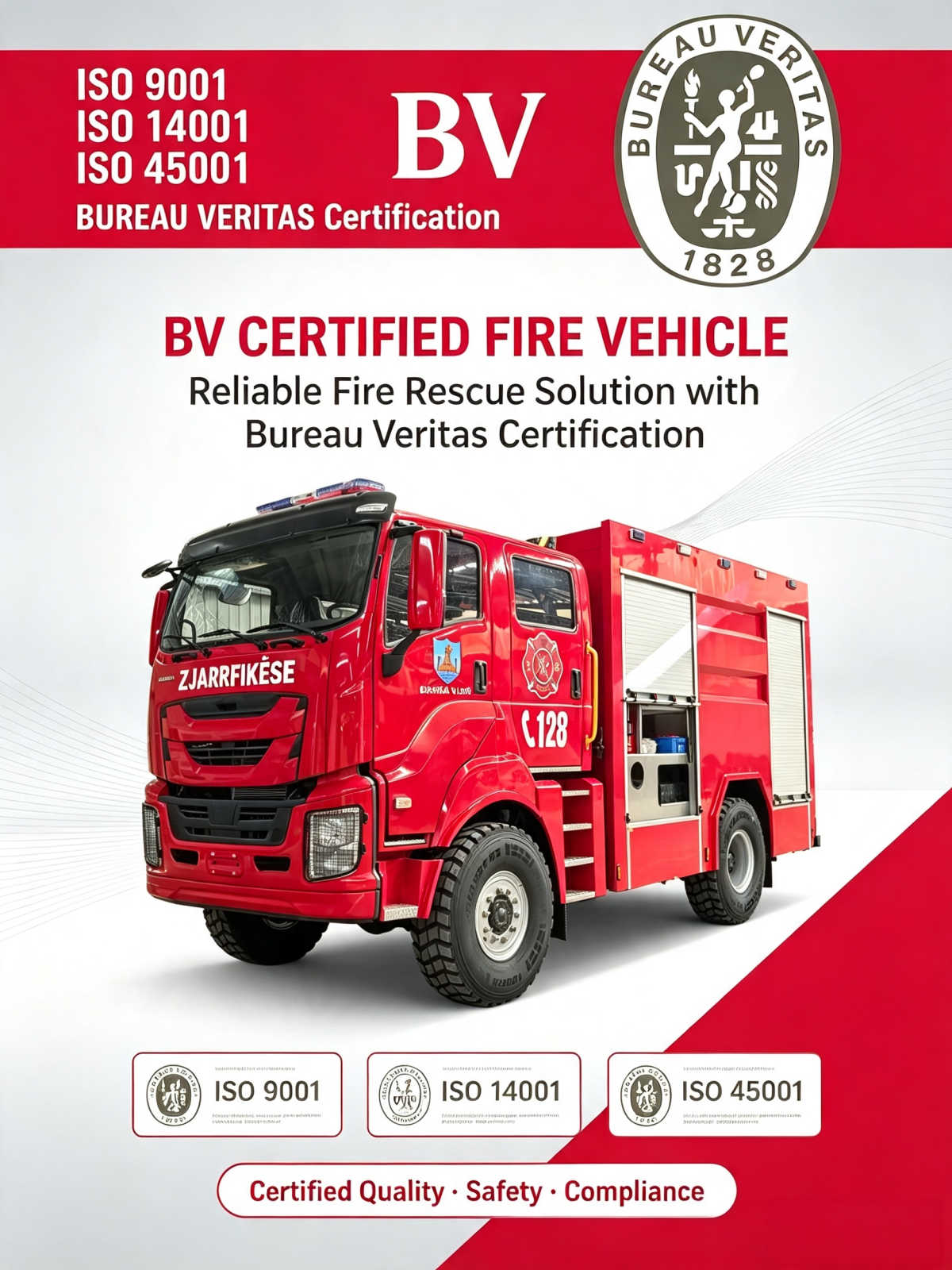 Xe cứu hỏa GIGA ISUZU 4x4 Giấy chứng nhận BV Báo cáo tình trạng chằng buộc